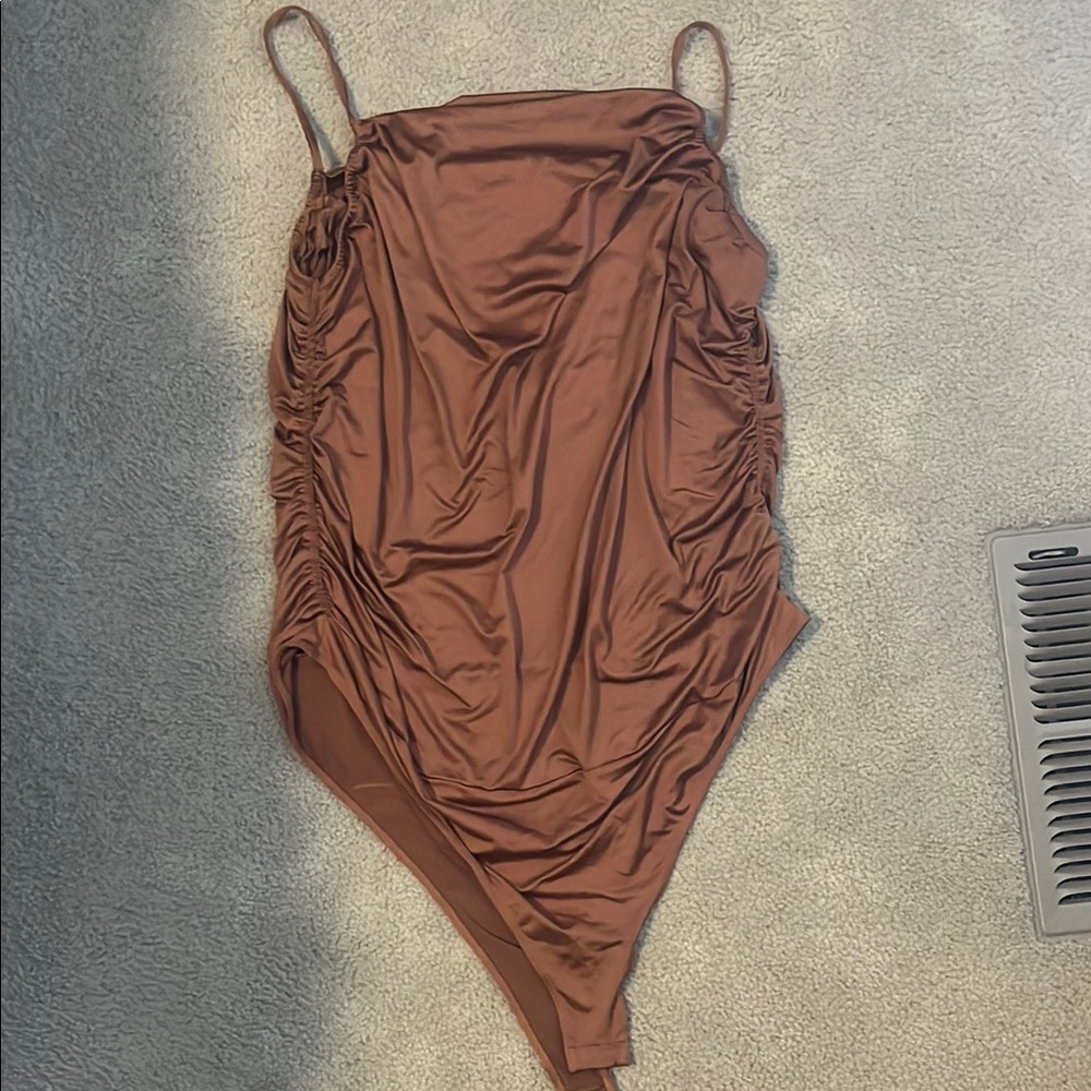 Brown Ruched One-Piece Bodysuit